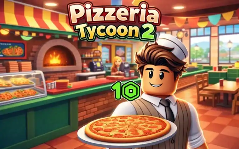 Pizza Delivery Boy holding a pizza in Pizzeria Tycoon 2, a popular restaurant simulation game.