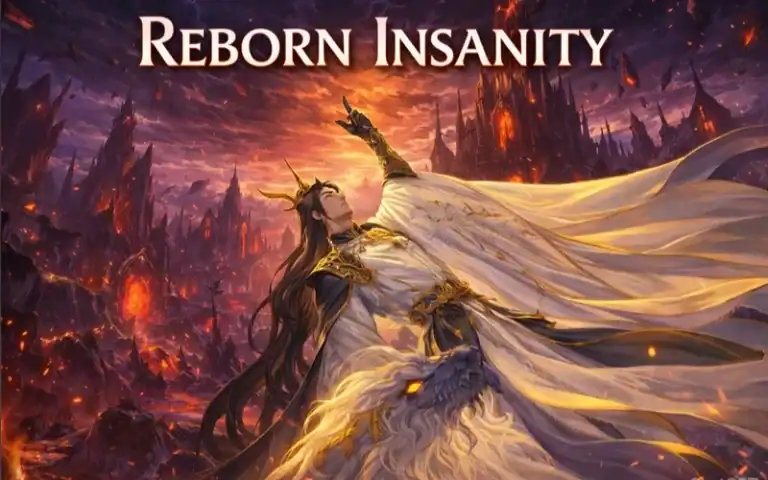 Fantasy character with flowing white cape and dragon in a fiery volcanic landscape, illustrating strategies to maximize cultivation in Reborn Insanity.