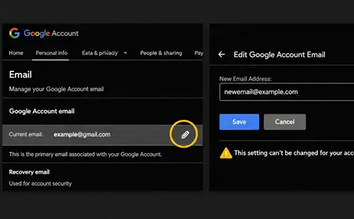 Change Gmail Address