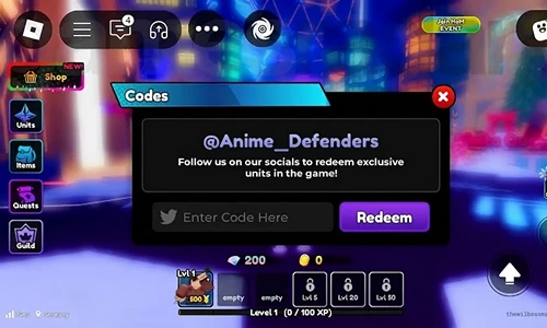 Anime Defenders Codes